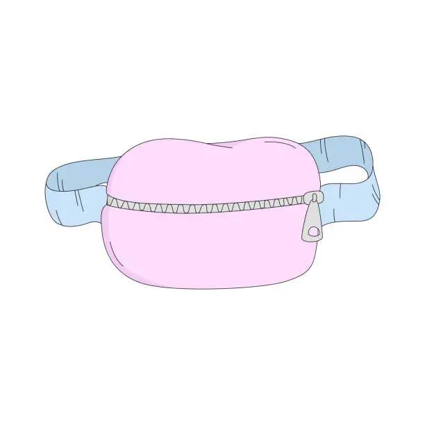 Vector illustration of Cartoon waist bag. Vector illustration of fanny pack isolated on white