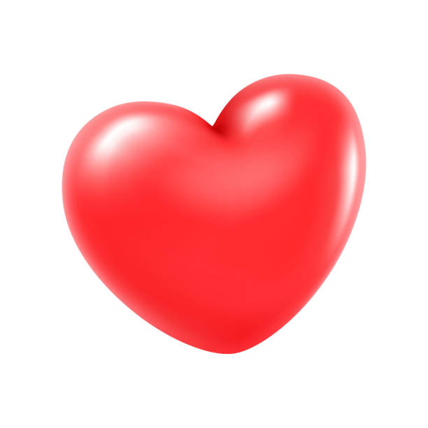 красный блестящий символ сердца. реалистичная 3d векторная иллюстрация, изолированная на белом фоне. идеально подходит для дня святого вале - трёхразмерный stock illustrations