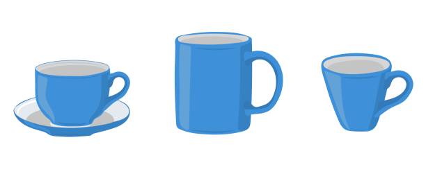 Set of cups. Coffee cup, tea mug Set of cups. Coffee cup, tea mug. Vector illustration blue cup stock illustrations