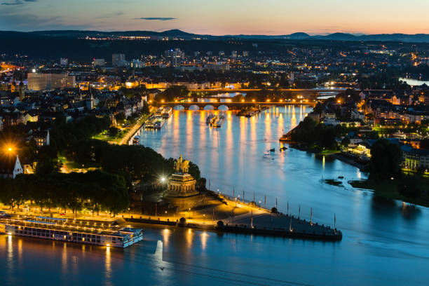 istock Koblenz Oldtown and Deutsches Eck At Night 1389308523
