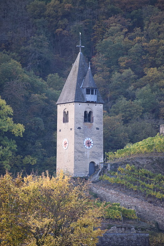 Kobern-Gondorf, Germany - 10/28/2020: small church tower in Kobern