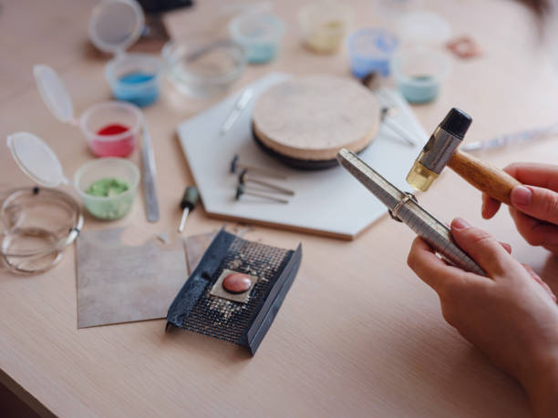 istock Jewelry designer workplace at home. 1389308552