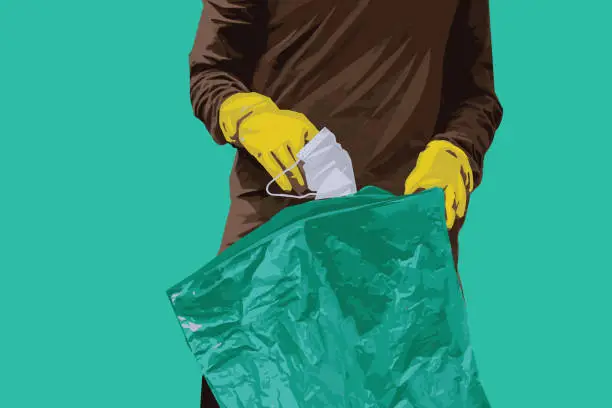 Vector illustration of Volunteers saving the nature from plastic pollution.