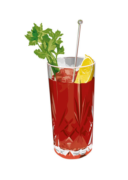 illustrazioni stock, clip art, cartoni animati e icone di tendenza di illustrazione di bloody mary cocktail - juice celery drink vegetable