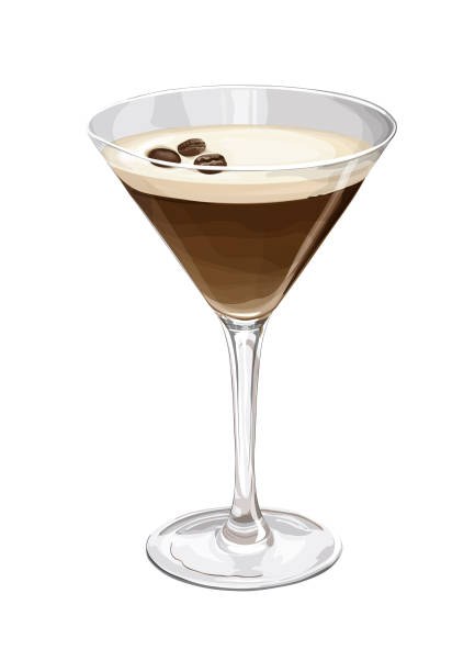 illustrations, cliparts, dessins animés et icônes de espresso martini cocktail illustration - expresso