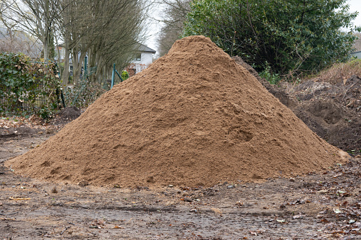 Fine pile of sand at the construction site