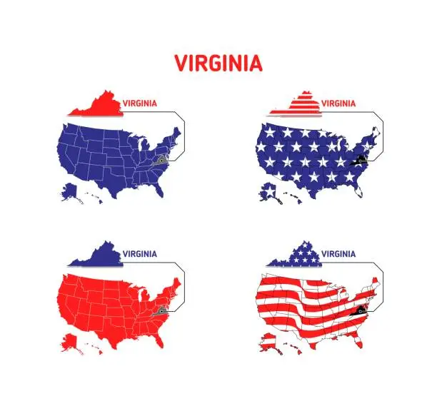 Vector illustration of Virginia map with usa flag design illustration vector eps format , suitable for your design needs, logo, illustration, animation, etc.