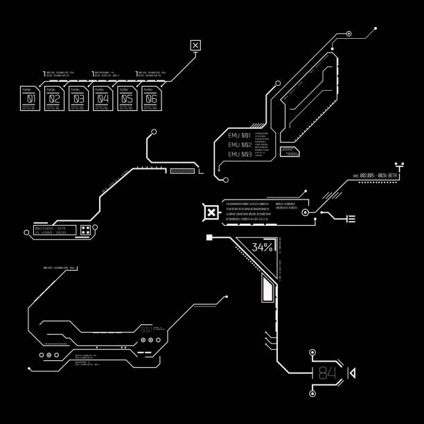 Futuristic HUD / GUI Elements pack Futuristic HUD / GUI Elements pack. 
Interface hud design. Data visualization. hud stock illustrations