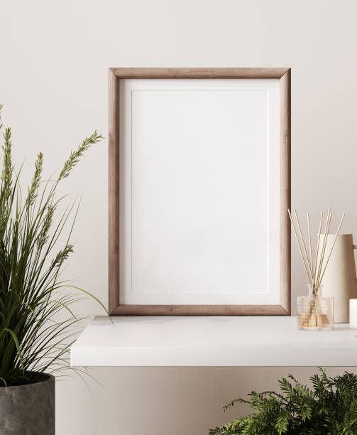 istock Mockup frame in interior background, room in light pastel colors, Scandi-Boho style, 3d render 1389329602
