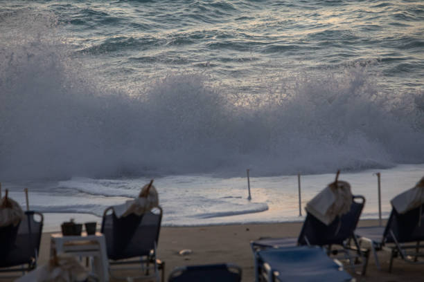 greece lefkada island sea beach landscape strong waves
