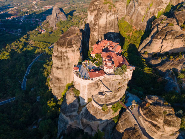 istock meteora monastery aerial view Thessaly mountains Greece 1389330831