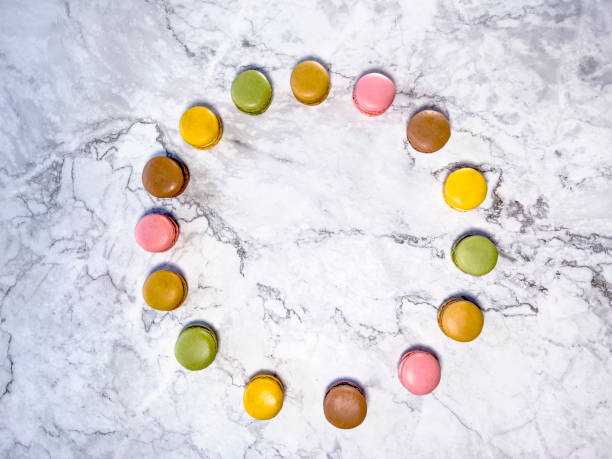 macaroons in different colours - stock photo