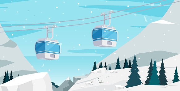 A chairlift where skiers and tourists ride up the snowy mountains.