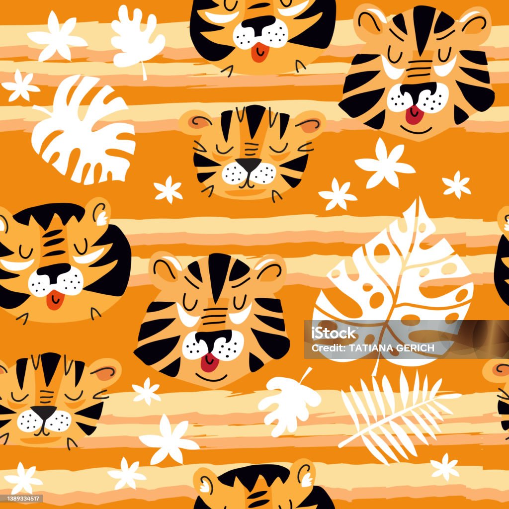 Little Tiger Pattern Tiger Baby Pattern 11 Stock Illustration - Download Image Now - Lion ...