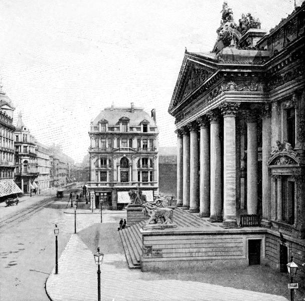 istock Brussels Stock Exchange Building on the Place de la Bourse in Brussels, Belgium - 19th Century 1389337287