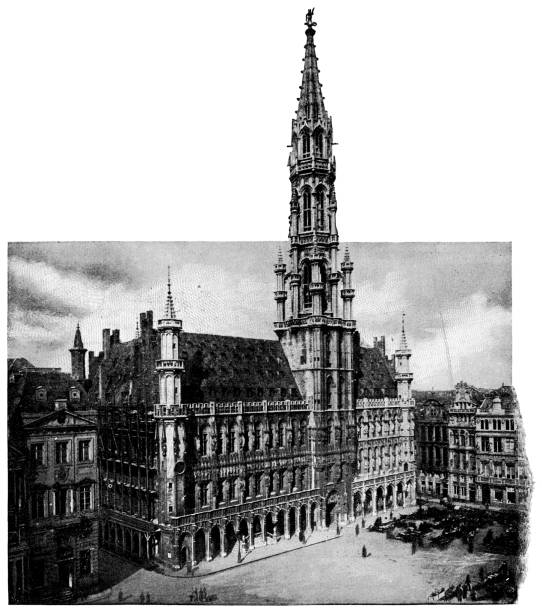 istock Town Hall on the Grand Place in Brussels, Belgium - 19th Century 1389337291