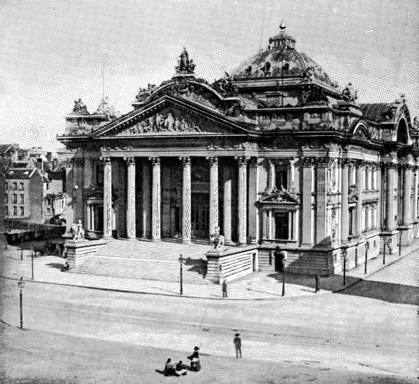 istock Brussels Stock Exchange Building on the Place de la Bourse in Brussels, Belgium - 19th Century 1389337416
