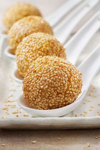 Chinese Sesame Balls with Red Bean Paste