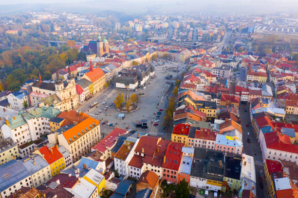 istock Panoramic view from above on the city Jihlava 1389338696
