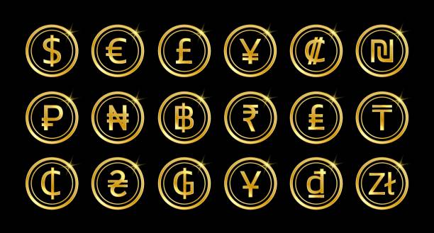 ภาพประกอบสต็อกที่เกี่ยวกับ “ไอคอนและสัญลักษณ์สกุลเงินทองของโลก - thai money”