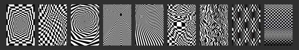 Abstract black and white checkered background collection. Set of checkered wave black white background for sport race championship and business finish success.