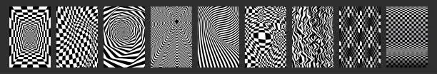 Vector illustration of Abstract black and white checkered background collection