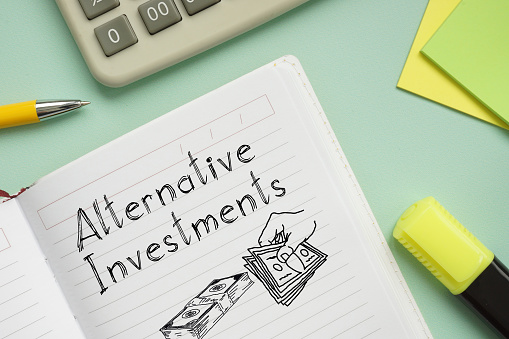 Alternative investments is shown on a photo using the text