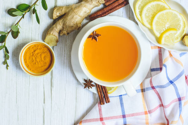 istock Turmeric Powder tea with Ginger Honey and Lemon 1389346079