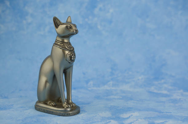 statue of Egypt cat on blue  background