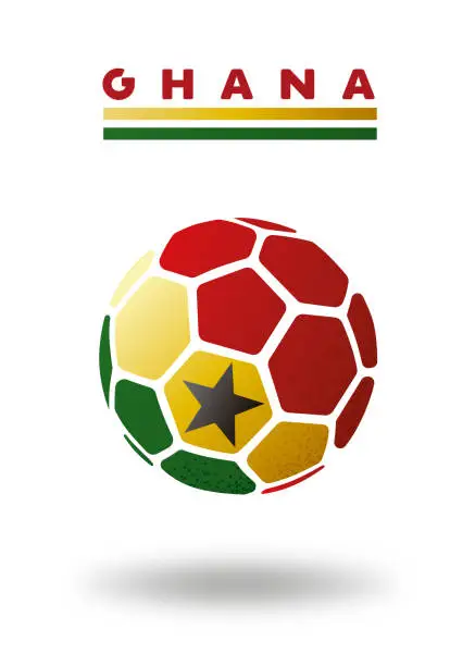 Vector illustration of Ghana soccer ball on white background