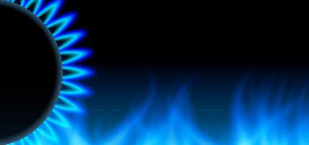 gasbanner mit gasflammenvektor eps10 - abstract blue flame backgrounds stock-grafiken, -clipart, -cartoons und -symbole