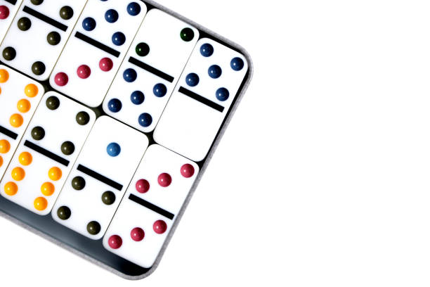 istock Dominoes with colorful coloring white background in package. 1389353301