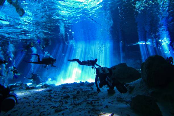 Diving in Dos Ojos Cenote, Mexico