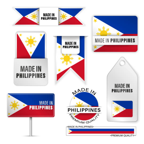made in philippines grafik und etiketten set. - philippines map manila philippines flag stock-grafiken, -clipart, -cartoons und -symbole