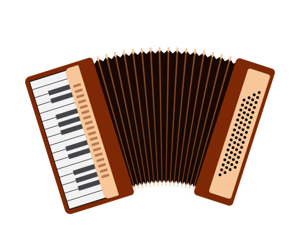 ilustrações, clipart, desenhos animados e ícones de instrumento musical de teclado de botão clássico. - accordion harmonica musical instrument isolated