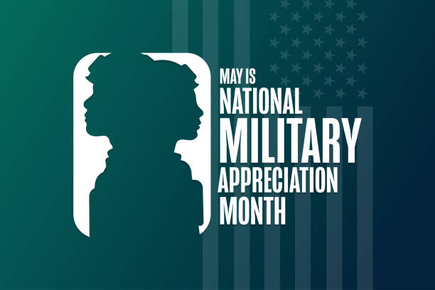 May is National Military Appreciation Month. Holiday concept. Template for background, banner, card, poster with text inscription. Vector EPS10 illustration. May is National Military Appreciation Month. Holiday concept. Template for background, banner, card, poster with text inscription. Vector EPS10 illustration admiration stock illustrations