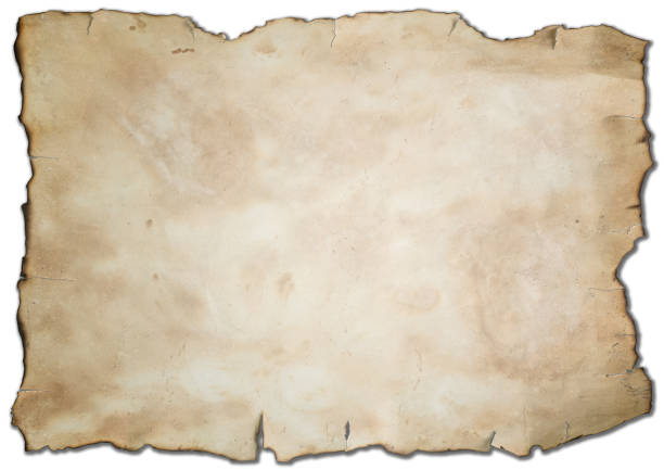 Medieval manuscript page or old burnt witchcraft scroll, top view. Magical concept for Halloween. Weathered spell book page. Medieval manuscript page or old burnt witchcraft scroll, top view. Magical concept for Halloween. Weathered spell book page. alchemy photos stock pictures, royalty-free photos & images