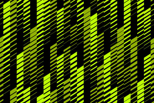 stockillustraties, clipart, cartoons en iconen met abstract vector geometric seamless pattern with neon green halftone line, tracks - extreme sporten