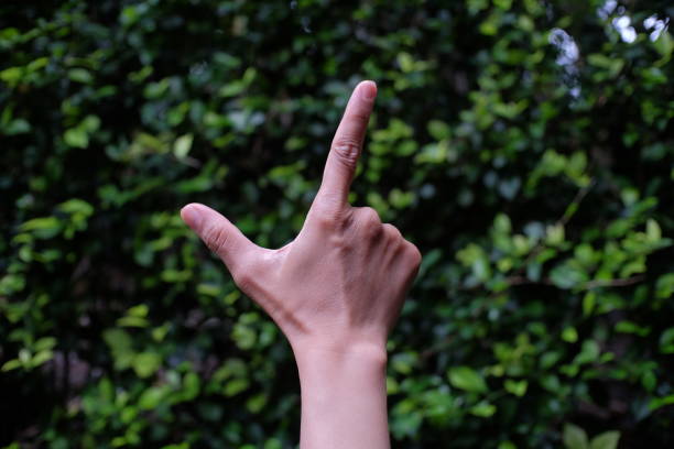 istock Someone's hand with their fingers forming an L formation 1389377453