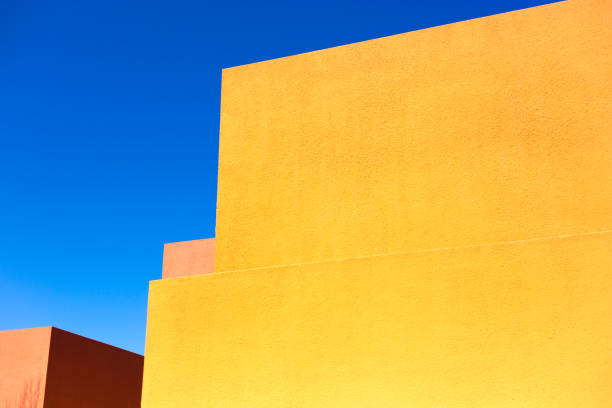 istock Santa Fe Style: Modern Adobe Building Exterior Detail, Blue Background 1389377648