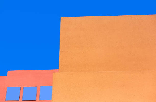 istock Santa Fe Style: Modern Adobe Building Exterior Detail, Blue Background 1389377655