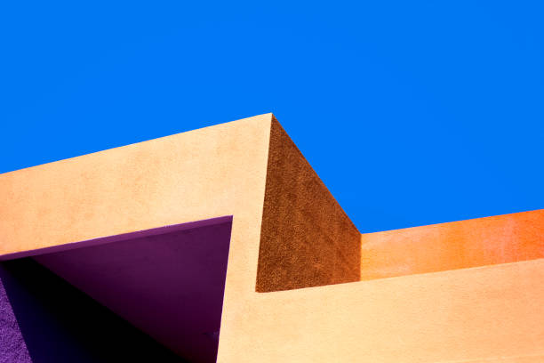 istock Santa Fe Style: Modern Adobe Building Exterior Detail, Blue Background 1389377692