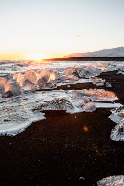 istock Scenic sunset at the Diamond Beach in Iceland 1389380782