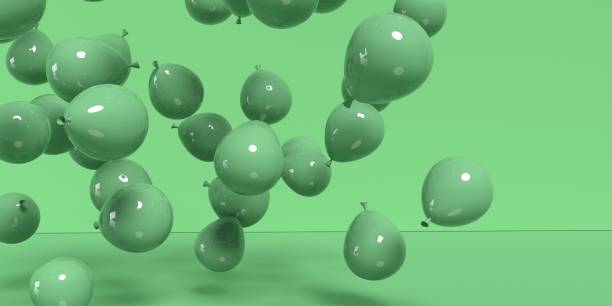 istock Scattered balloons on a colored background - 3D 1389381722