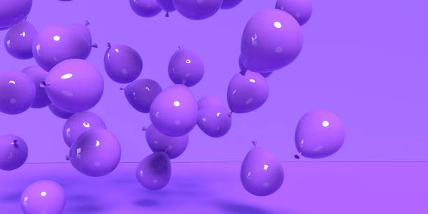 istock Scattered balloons on a colored background - 3D 1389381728