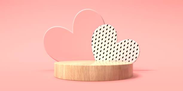 istock Hearts with a podium - Appreciation and love theme - 3D 1389381776