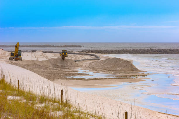 ristrutturazione della spiaggia - restaurazione foto e immagini stock