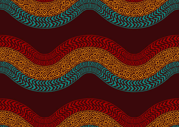 african textile art curve and circle point 9 african textile art curvy zig zag and circle point seamless pattern, textile art, fashion background artwork for print, vector file eps10. inca stock illustrations