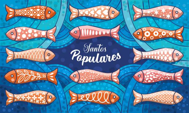 ilustrações de stock, clip art, desenhos animados e ícones de santos populares. summer festival in june in portugal. event poster with sardines - santos populares