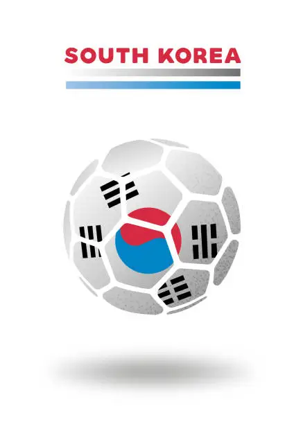 Vector illustration of South Korea soccer ball on white background